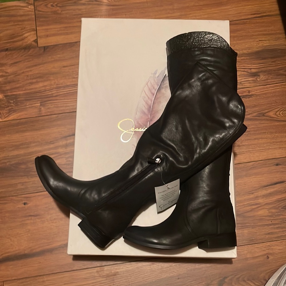 Jessica Simpson Black Leather Knee High Boots